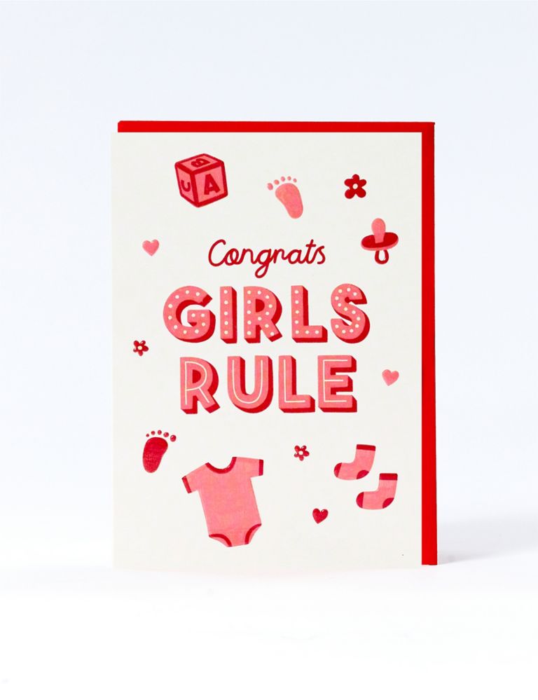 Girls Rule New Baby Card 1 of 1