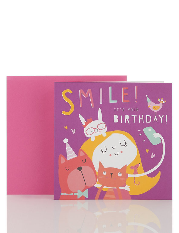 Girls Selfie Picture Birthday Card Image 1 of 2