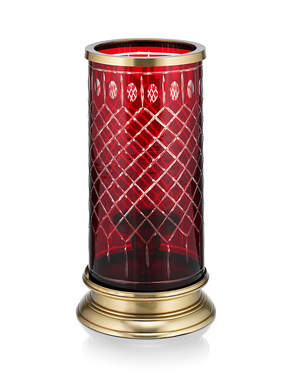 Glass Antique Cut Hurricane Candleholder Image 1 of 1