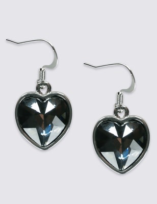 Glass Stone Heart Drop Earrings M&S Collection M&S