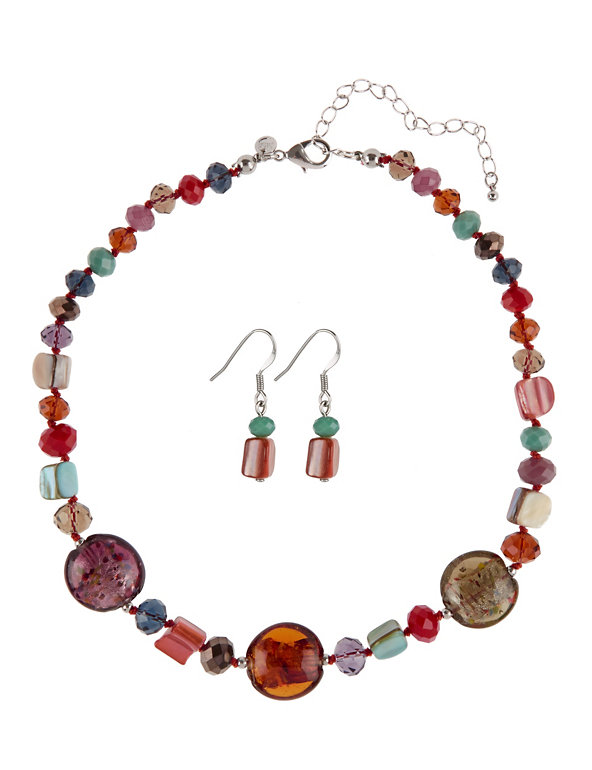 Glitter Bead Necklace & Earrings Set Image 1 of 1