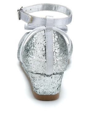 Glitter Bow Wedge Shoes Image 2 of 5