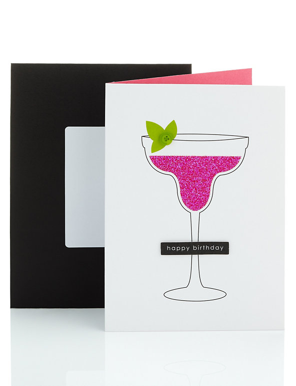 Glitter Cocktail Birthday Card Image 1 of 2