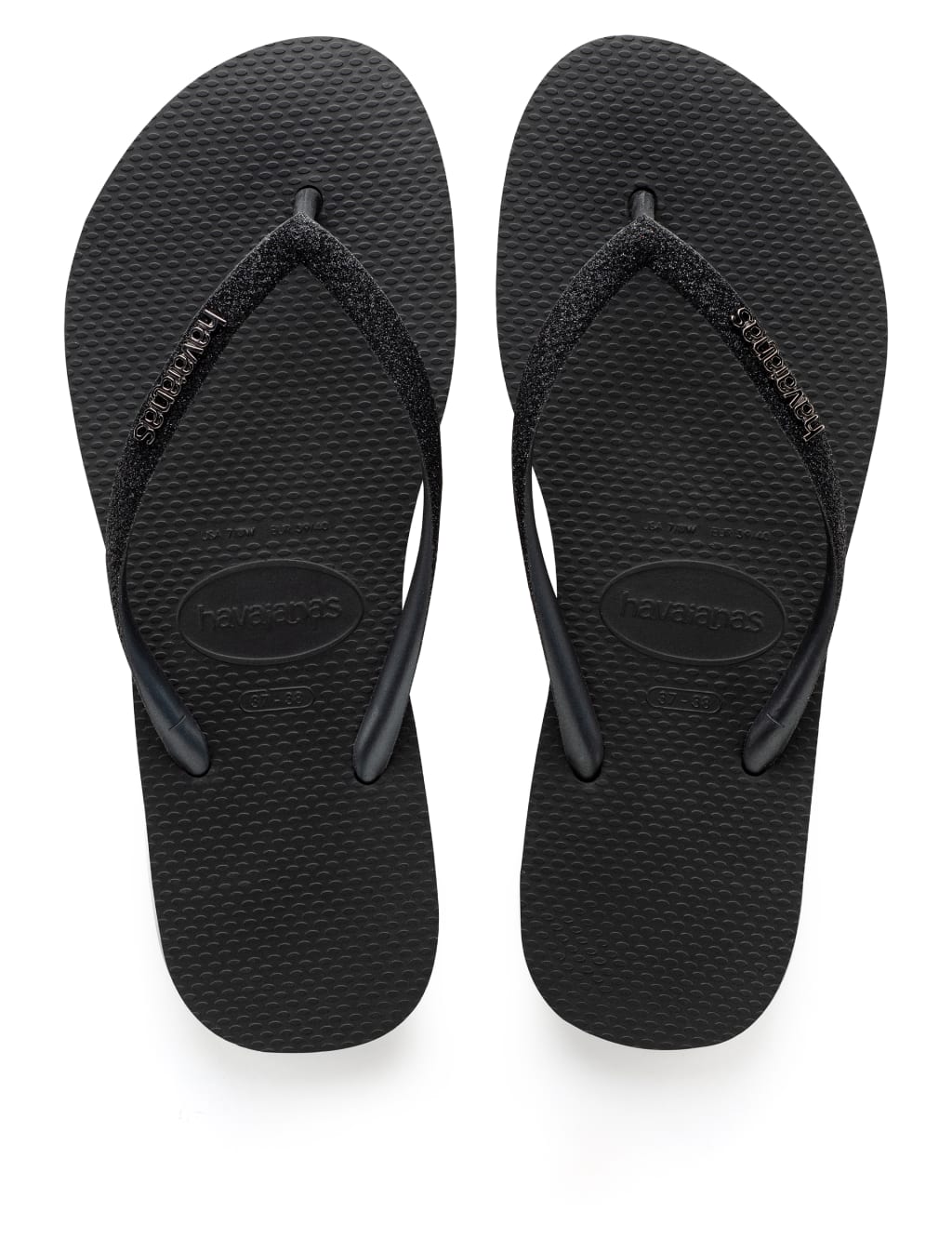 Black glitter flip flops clearance