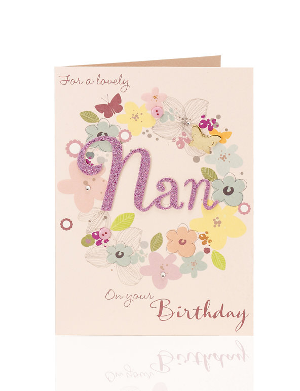 Glitter Nan Birthday Card Image 1 of 2