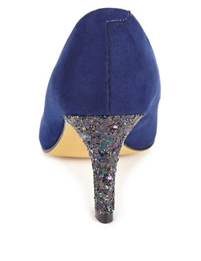 Glitter Pointed Toe Cap Court Shoes with Insolia® Image 2 of 4