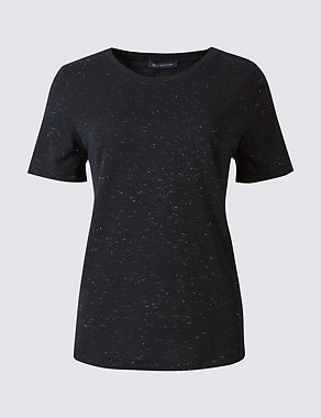 Glitter Round Neck Short Sleeve T-Shirt Image 2 of 4
