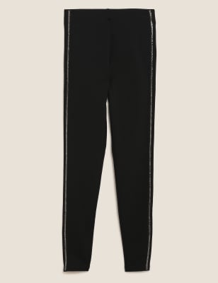 bonprix Black Leggings with Sparkly Stripe