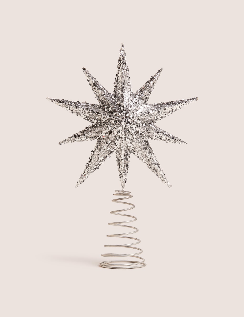 Glitter Silver Star Tree Topper | M&S