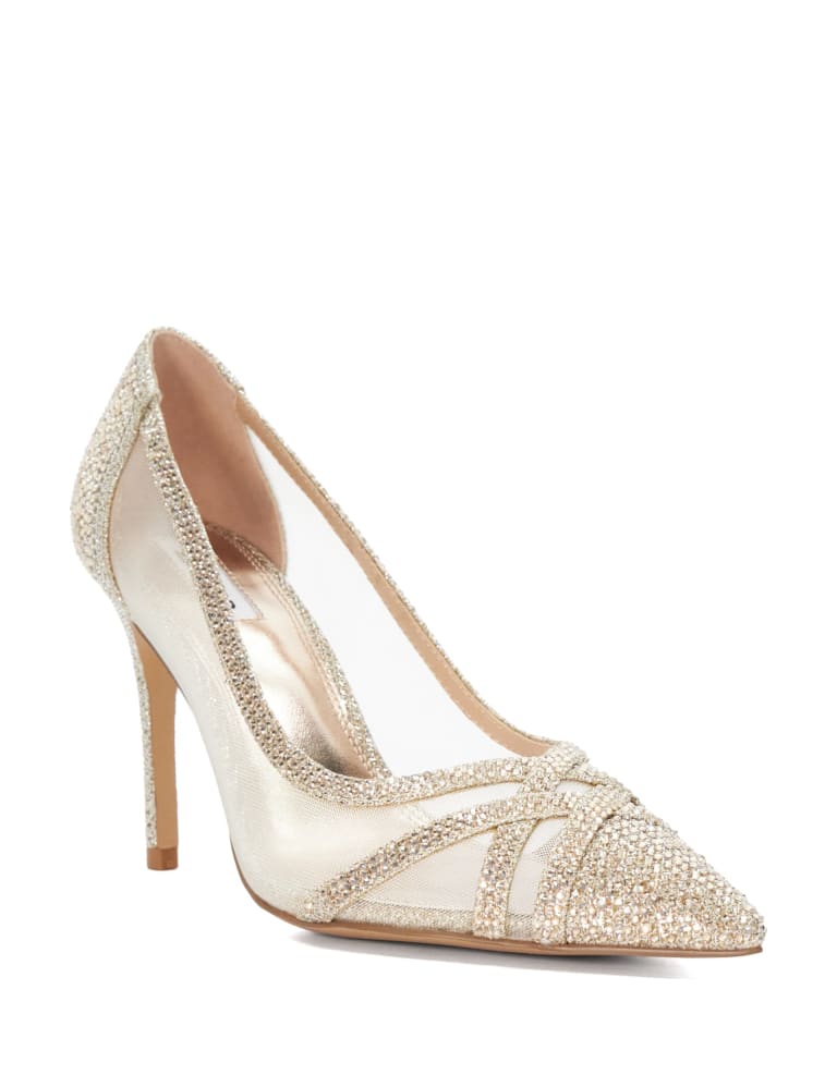 Glitter Slip On Stiletto Heel Court Shoes 2 of 5