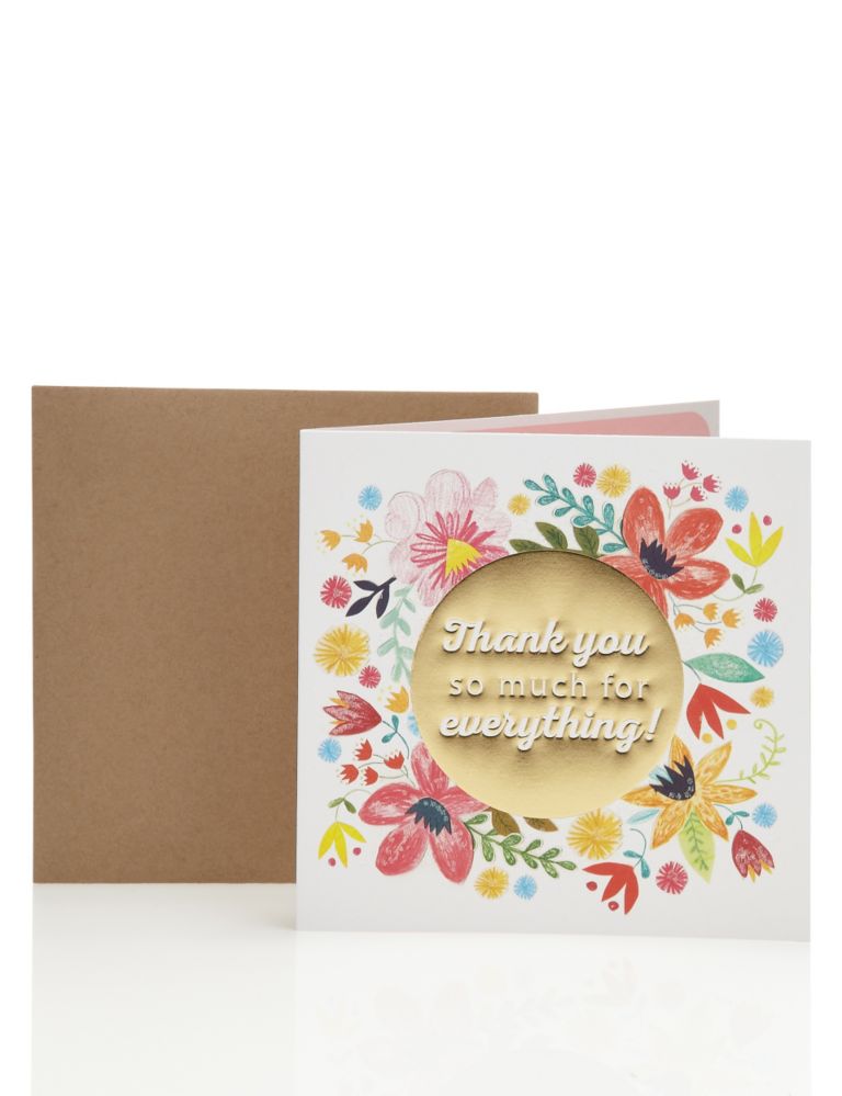 Glittery Floral Contemporary Thank You Card 1 of 3