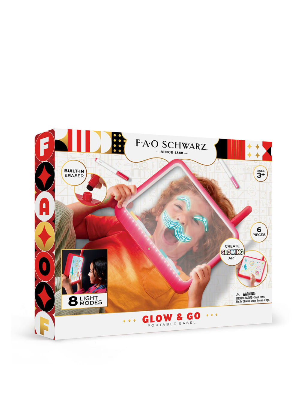 FAO Schwarz LED Neon Glow Drawing Easel With Markers 5 Different