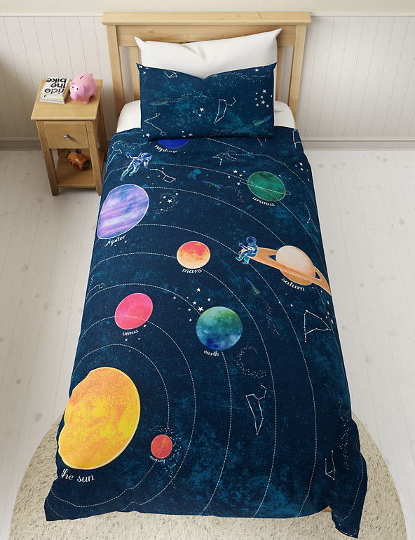 Rapport Kids Children's "Rockets" Space Planets Duvet Cover Bedding Set Blue 
