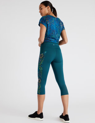 Ladies M&S Goodmove Hunter Green Go Move Printed Gym Leggings