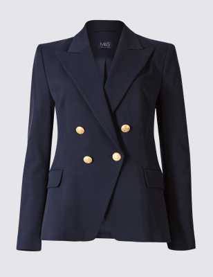 Women's double breasted navy blazer with gold on sale buttons