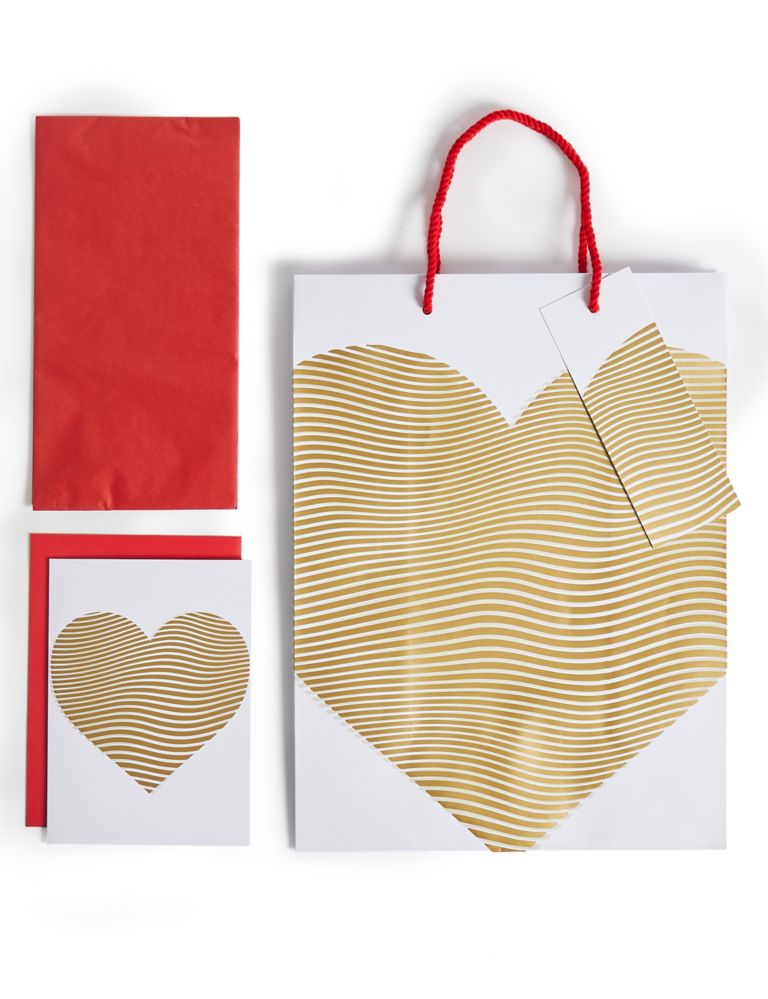 Gold Foil Heart Card with Gift Bag & Tissue 2 of 3
