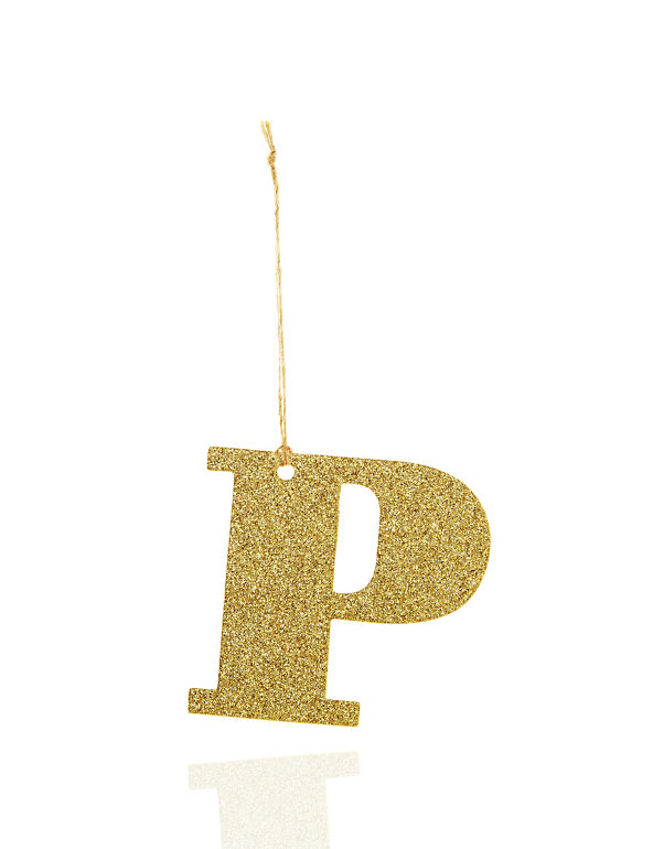 Gold Glitter P Letter Image 1 of 1