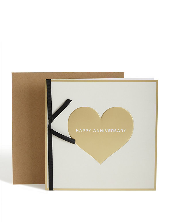 Gold Heart Anniversary Card Image 1 of 2