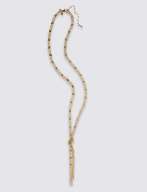 Gold Plated Ball Chain Tassel Necklace Image 2 of 3