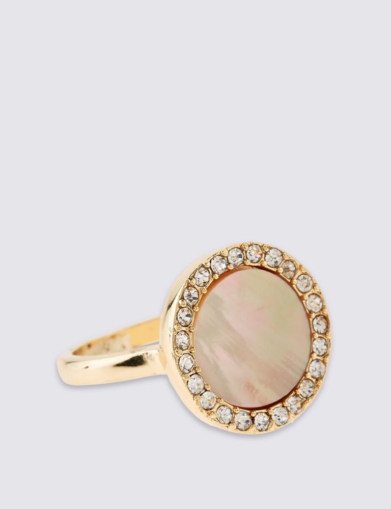 Gold Plated Diamanté Circle Ring 1 of 3