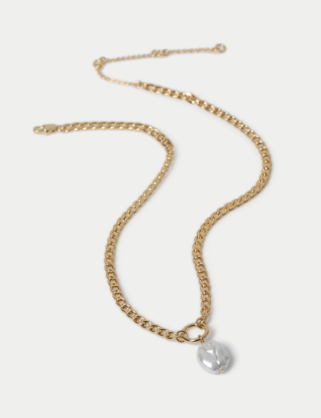 Gold Plated Fresh Water Pearl Chain Necklace 1 of 3