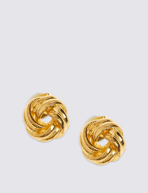 Gold Plated New Knot Stud Earrings Image 1 of 2