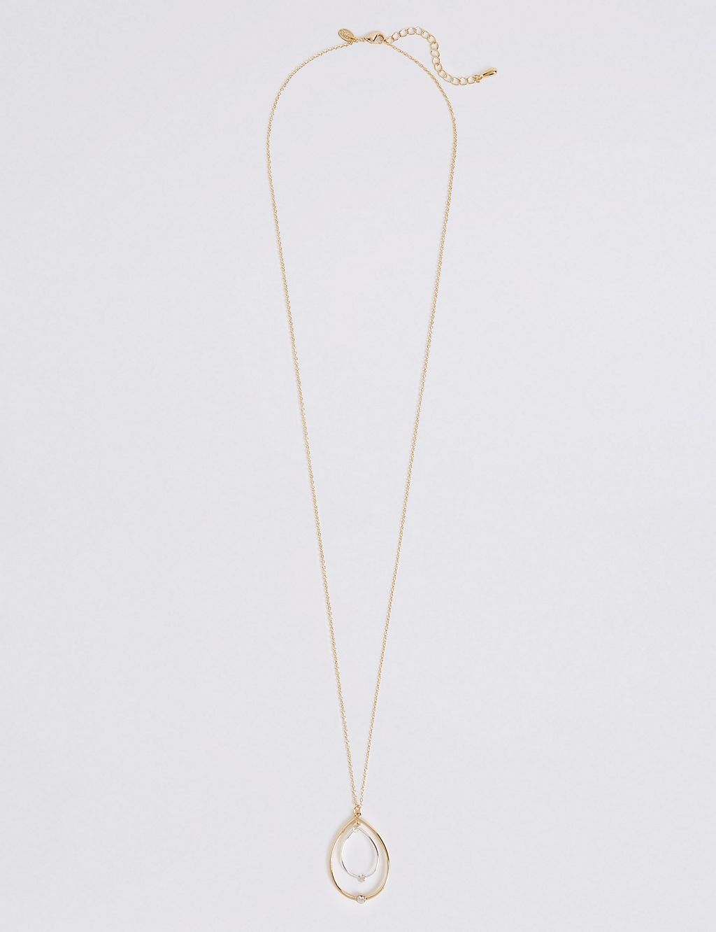 Gold Plated Oval Sparkle Necklace 2 of 2