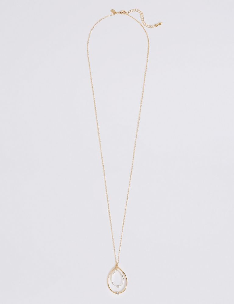 Gold Plated Oval Sparkle Necklace 2 of 2