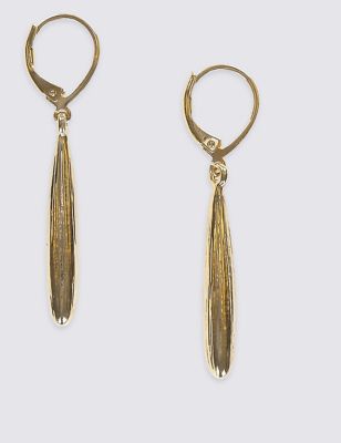 Gold Plated Slim Pear Drop Earrings Image 1 of 2