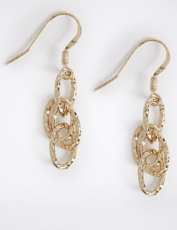 Gold Plated Textured Link Earrings Image 1 of 2