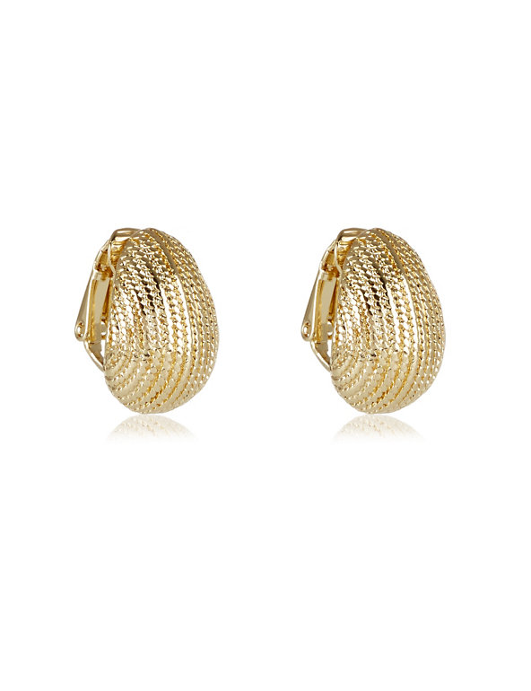 Gold Plated Textured Teadrop Earrings Image 1 of 2