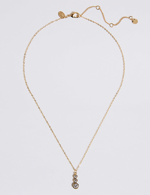 Gold Plated Triple Stone Necklace Image 1 of 1