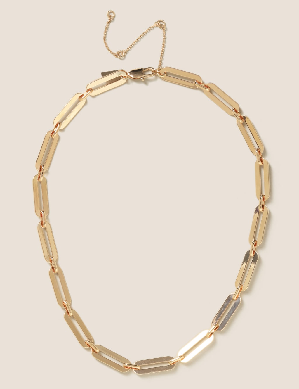 Gold rectangle link necklace clearance
