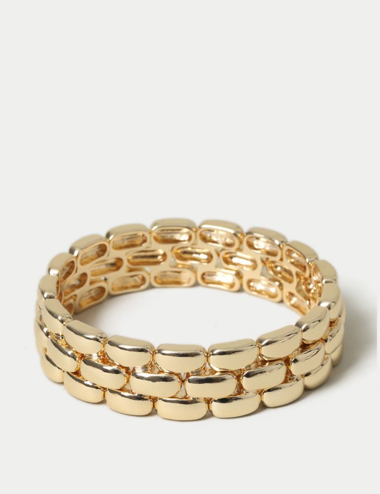 Gold Tone Chain Stretch Bracelet 3 of 3