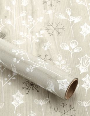 Gold Winter Foliage Christmas Wrapping Paper | M&S