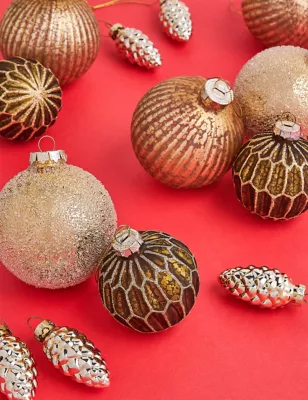 Golden Glamour Glass Baubles 20 Pack | M&S