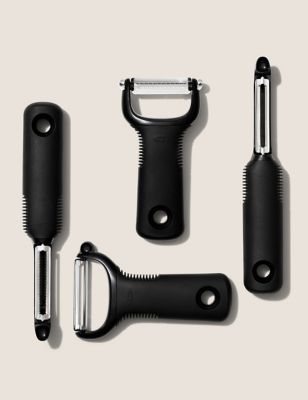 OXO Good Grips Soft-Handled Manual Can Opener & Good Grips Swivel Peeler,  Black
