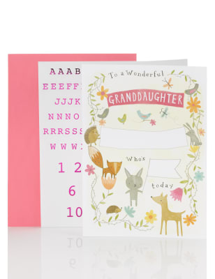 Granddaughter Personalise with Stickers Birthday Card M&S