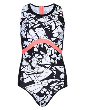 Graphic Print Piped Sporty Swimsuit Image 2 of 4