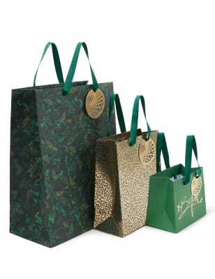 Green christmas 2025 gift bags