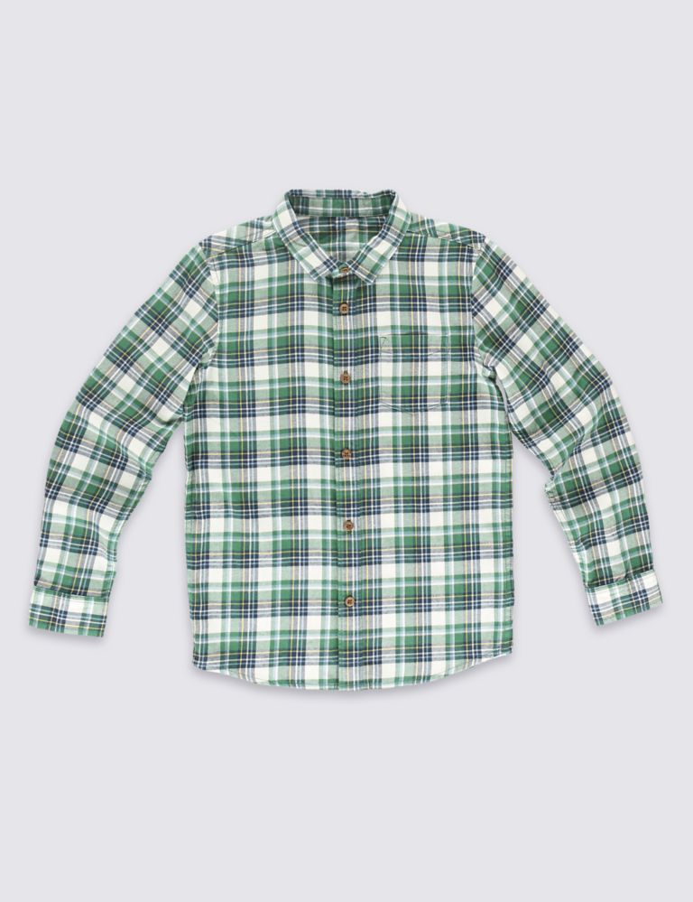 Green Checked Denim Wall Shirt (3-14 Years) 2 of 5