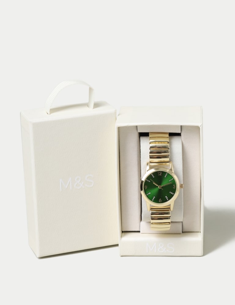 Green Rhinestone Strech Watch