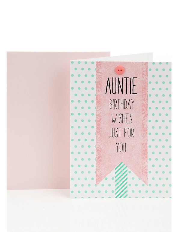 Green Spotty Auntie Birthday Greetings Card Image 1 of 1
