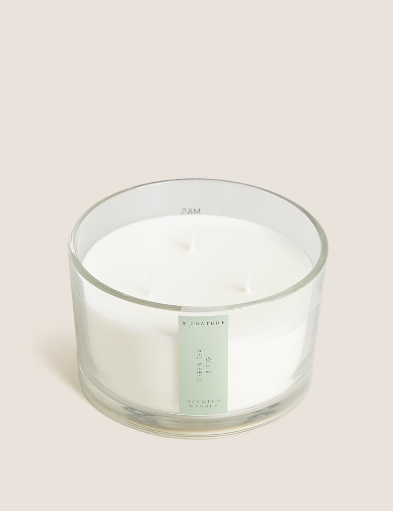 Green Tea & Fig 3 Wick Candle | Signature | M&S