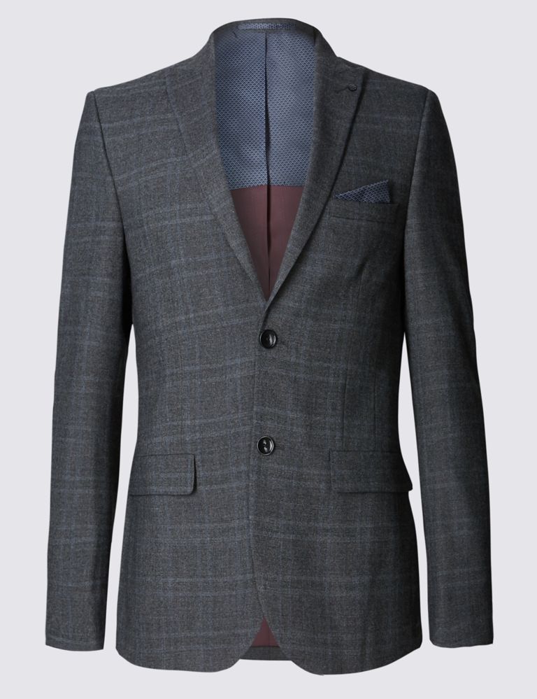 Grey Checked Modern Tailored Fit Jacket 2 of 7