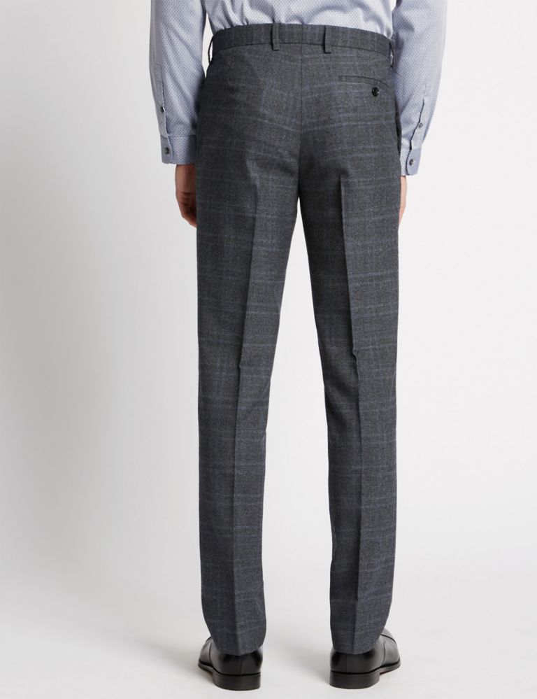 Grey Checked Modern Tailored Fit Trousers 3 of 5