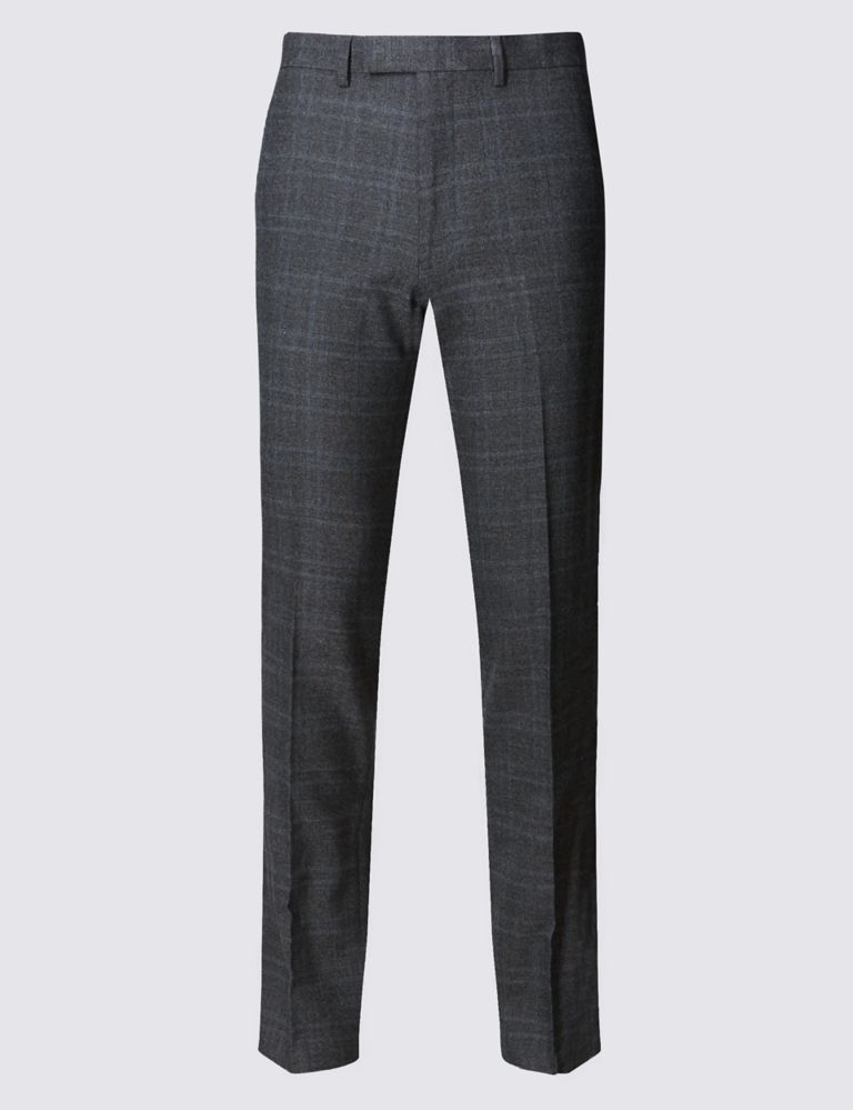 Grey Checked Modern Tailored Fit Trousers 2 of 5
