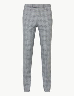 skinny grey check trousers