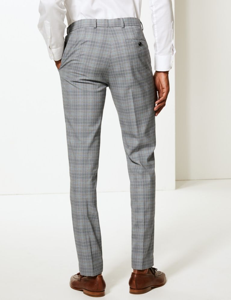 Grey Checked Skinny Fit Trousers 4 of 5