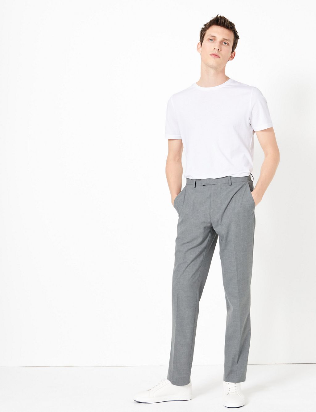Grey Checked Slim Fit  Trousers 3 of 5